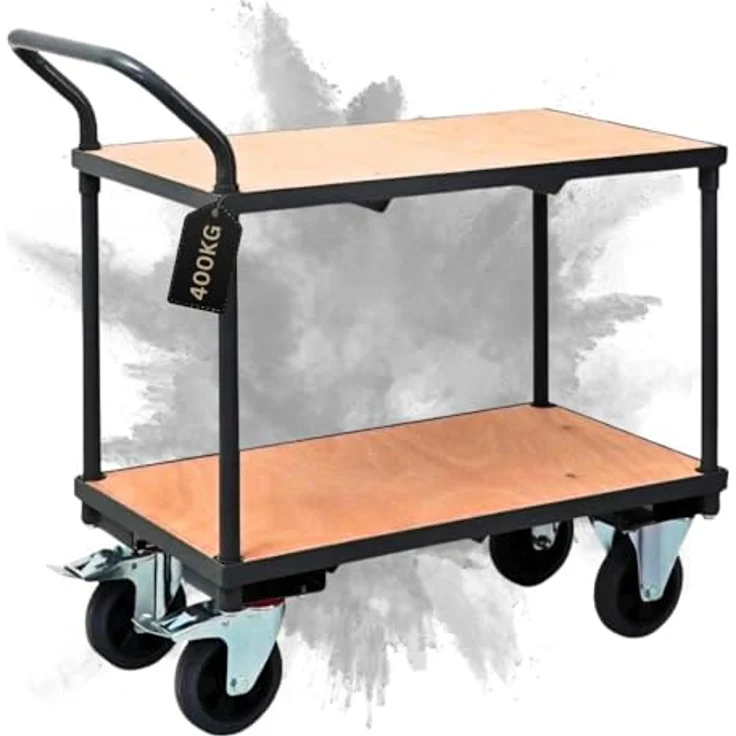 PROREGAL® Tischwagen Profi mit 2 Etagen, Traglast 400kg, pulverbeschichteter Stahl, grau – Bild 1
