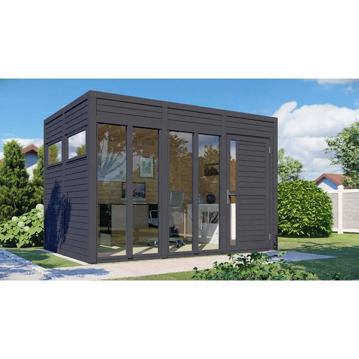 BERTILO Gartenhaus Cubus 3 Office, modernes kubisches Design, BxT: 337x240 cm, verschiedene Farben, feuchtebeständige Bodenelemente