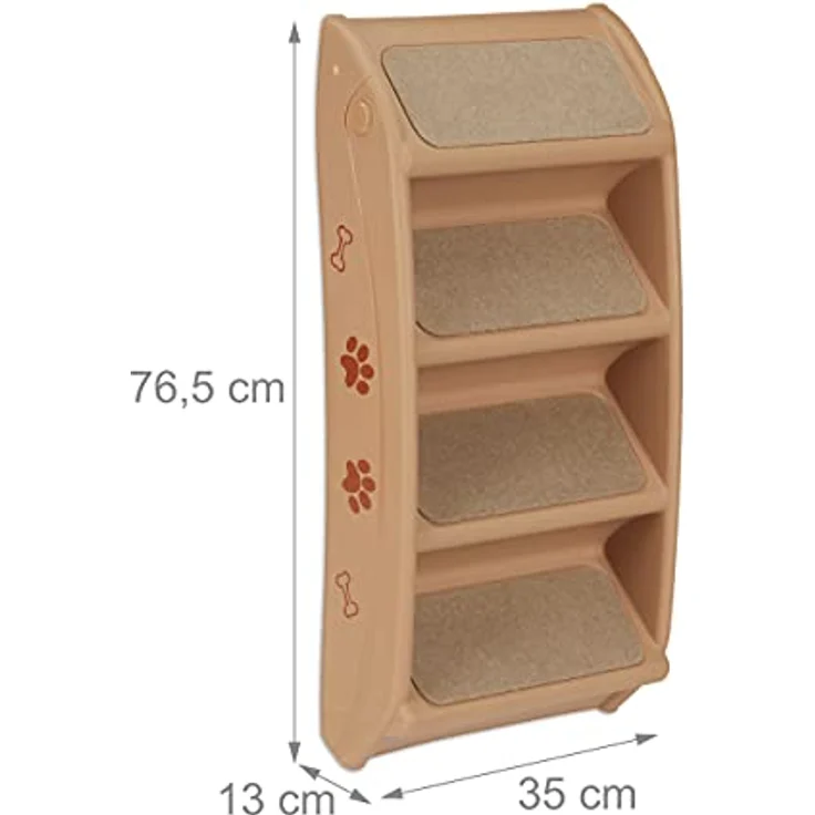 Relaxdays Hundetreppe 4 Stufen, kleine & große Hunde, Bett & Couch, Auto, Tiertreppe, HxBxT: 49 x 39 x 61 cm, beige – Bild 5