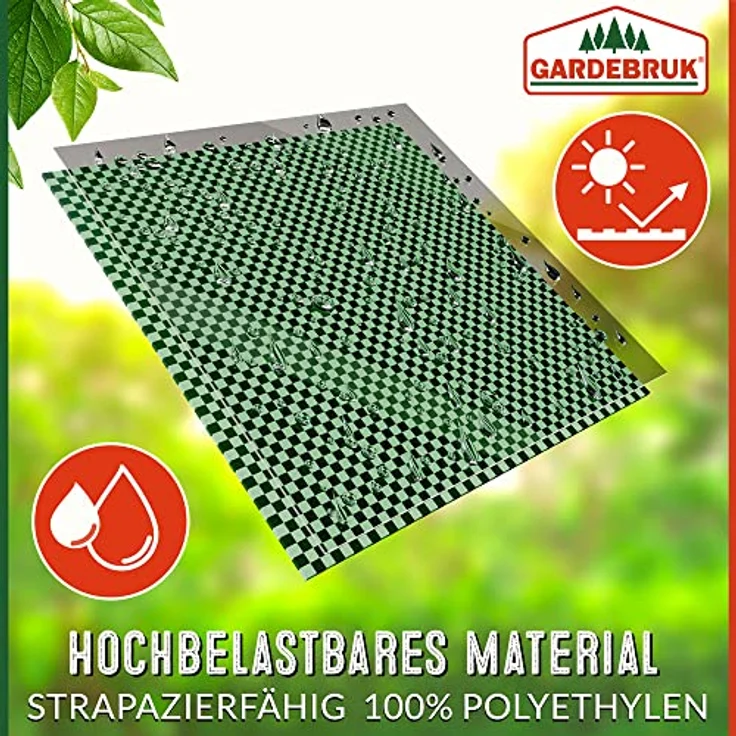 GARDEBRUK® Gartenabfallsack 6x280 Liter 50 kg Belastbarkeit doppelte Nähte 3 stabile Griffe robust abwaschbar Garten Rasensack Gartentasche Laubsack, 6er Set, Polyethylen, grün – Bild 3