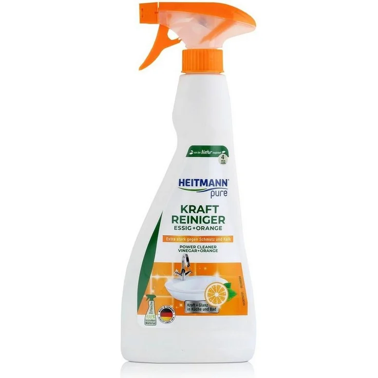 HEITMANN Kraft-Reiniger Essig+Orange, 500ml, effektiver Badreiniger zur Entfernung von Schmutz und Kalk