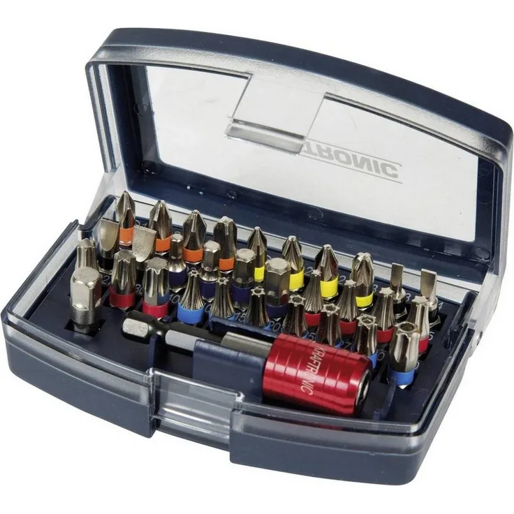KRAFTRONIC Bit-Set 49118691, 32-teilig mit Aufbewahrungsbox, grau, geeignet für Akku-Bohrschrauber