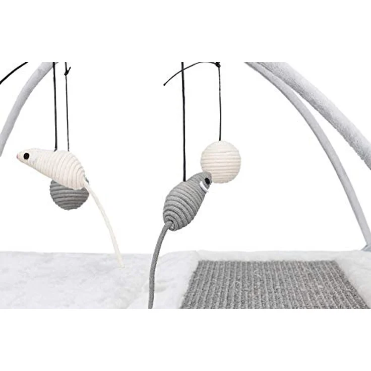 Trixie Kratzmatte mit Spielzeugen am Band - grau/lichtgrau – Bild 2