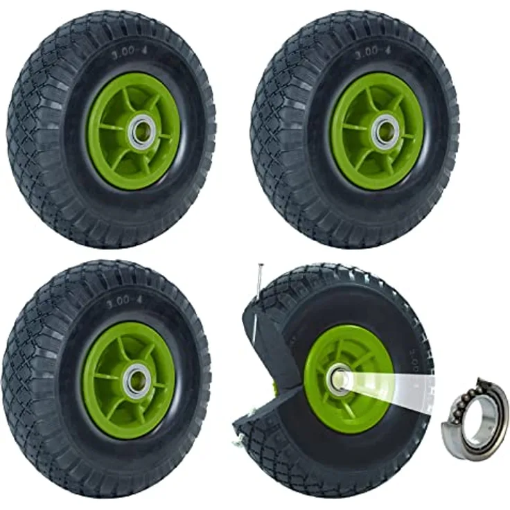 4x Sackkarrenrad Vollgummi 260x85 mm 3.00-4 PU Sackkarre Ersatzrad Rad Reifen Pannensicher