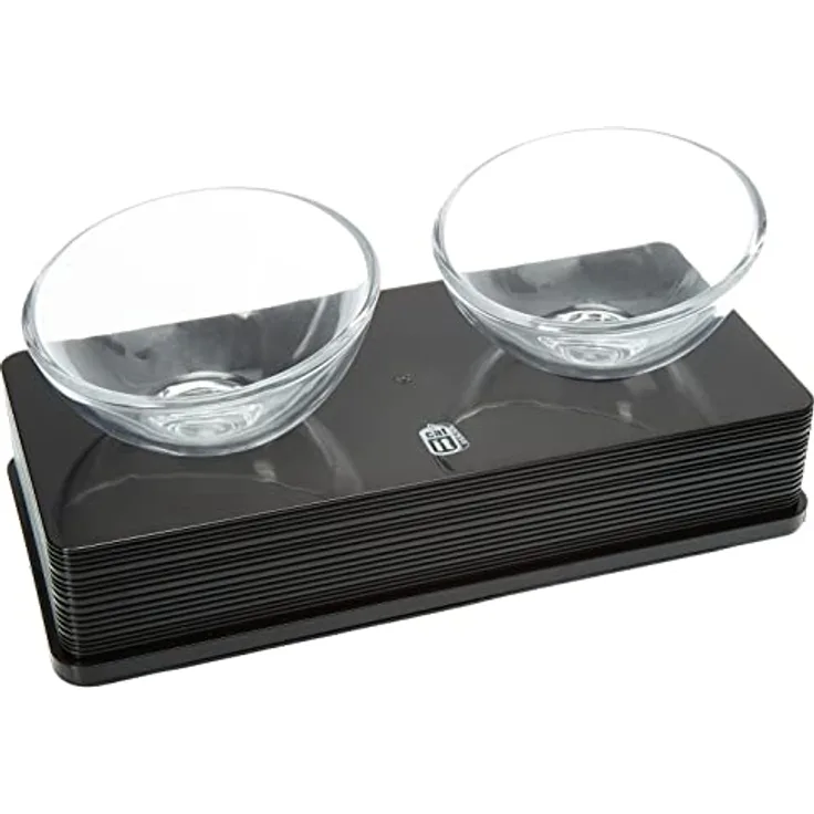 Catit Style Glass Diner, erhöhter Glasnapf, schwarz glänzend, 2 x 200ml