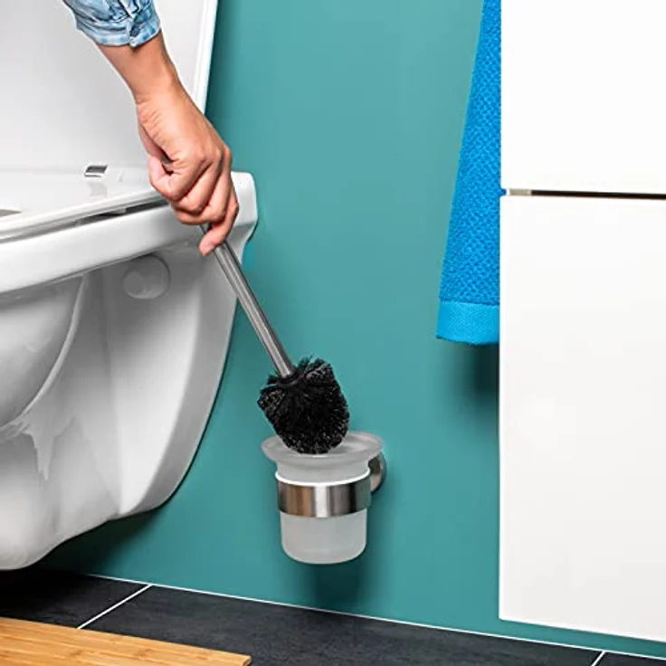 bremermann Bad-Serie Piazza - WC-Garnitur, Toilettenbürste Edelstahl & Glas – Bild 2