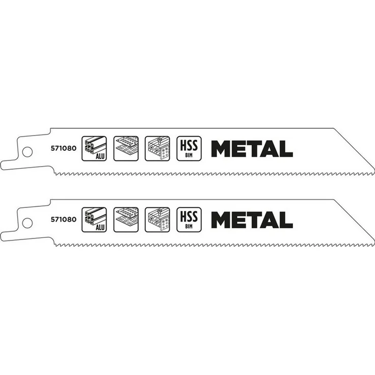 kwb Bimetall-Säbelsägeblatt für Metall, 152mm, geeignet für Aluminium und Blech, hohe Elastizität, gefräste Zahnung, ½ Universalschaft