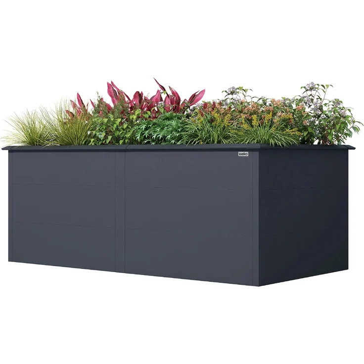 Weka Metall-Hochbeet Gary XL, 200 x 100 x 77 cm, stabiler Schutz gegen Schädlinge, pulverbeschichtet in Anthrazit
