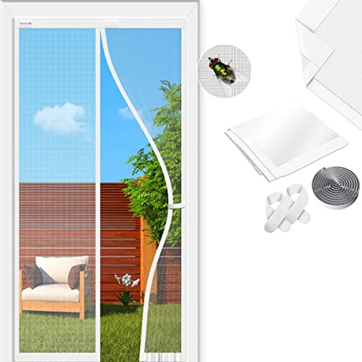 KESSER® Magnet Fliegengitter Tür Insektenschutz 110 x 220 cm Magnetvorhang Türvorhang Schutzgitter mit kinderleichter Inkl. Klebemontage für Balkontür Terrassentür Kellertür Montage Ohne Bohren – Bild 1