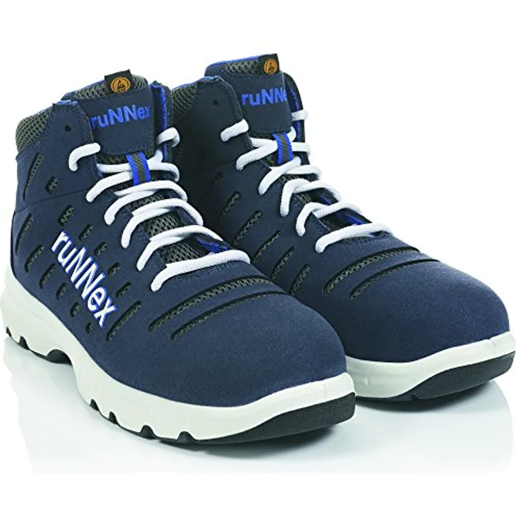 BIG Arbeitsschutz RUNNEX® S1P-ESD-Sicherheitsschnürstiefel FlexStar, hoch atmungsaktiv, Alu-Protection-Kappe, rutschfeste PU-Sohle, Blau/Weiß/Grau – Bild 7