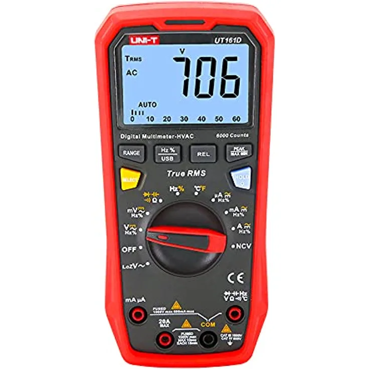 UNI-TREND UT161D 1000 V True RMS Digital Multimeter mit Datenspeicherung, USB-Kommunikation und Hintergrundbeleuchtung
