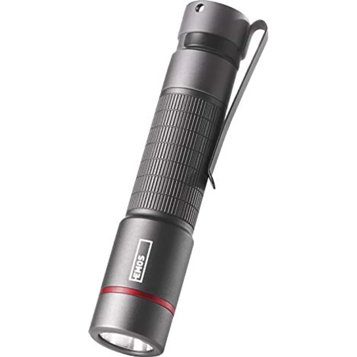 EMOS superhelle Mini-Taschenlampe, wasserbeständige IP65 CREE-LED-Stiftlampe, 170 lm Metall-Taschenlampe mit 100 m Leuchtweite, Stahlclip P3160 schwarz – Bild 1