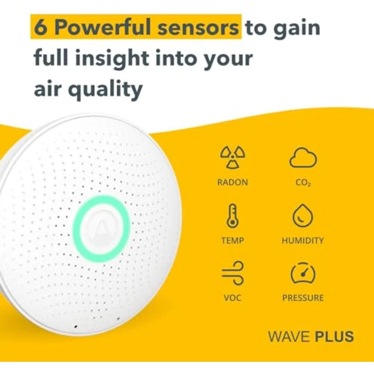 AIRTHINGS Wave Plus Innenraumluft und Radon Messgerät mit Appsteuerung und Luftqualitätsmonitor – Bild 5