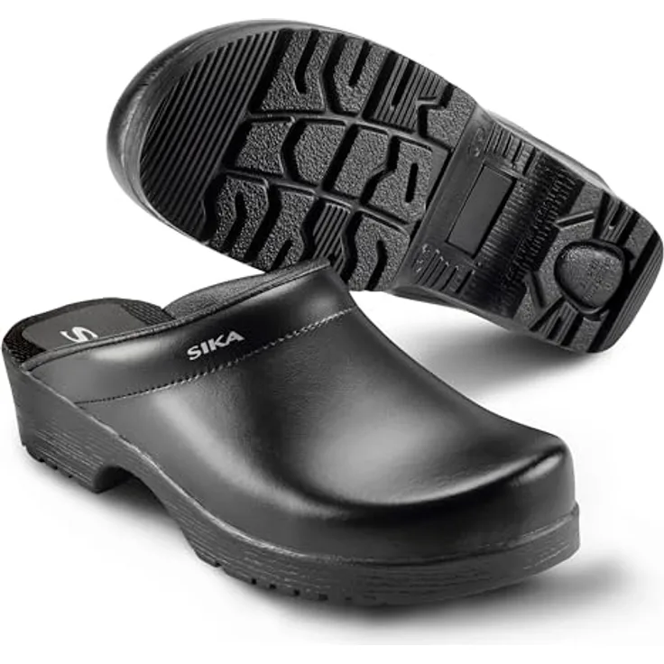 Sika Flexika offener Clog, atmungsaktives Permair® Leder, wasserabweisend, schwarz, Größe 41