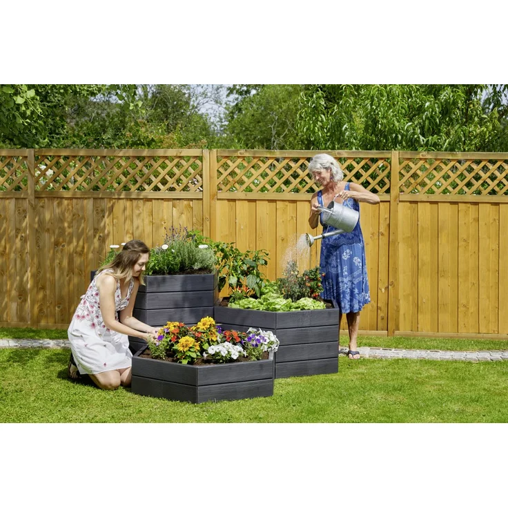 Garantia Hochbeet Anthrazit Sechseckig 110 x 55 x 25 cm Kunststoff – Bild 2