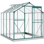 Thanaddo Gewächshaus Aluminium Gewächshaus, Treibhaus Gartenhaus, Pflanzenhaus 4,8m², Grün/Silber, mit großer Schiebetür und Dachfenstern