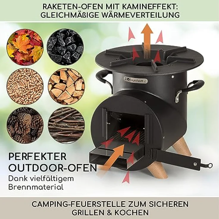 Blumfeldt Feuerstelle mit Grillrost, Feuerschale-Set für Terrasse & Camping, L-Form Feuerschalen mit Holzstand, rostfrei und wetterfest – Bild 3