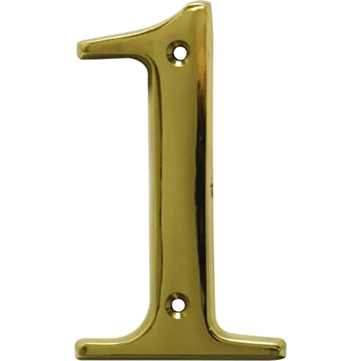 Amig | Nummer 1 aus poliertem Messing zum Schrauben im Innen- und Außenbereich | Maße: 50 mm | Perfekt für Toren, Wände oder Fassaden | Gold-Finish