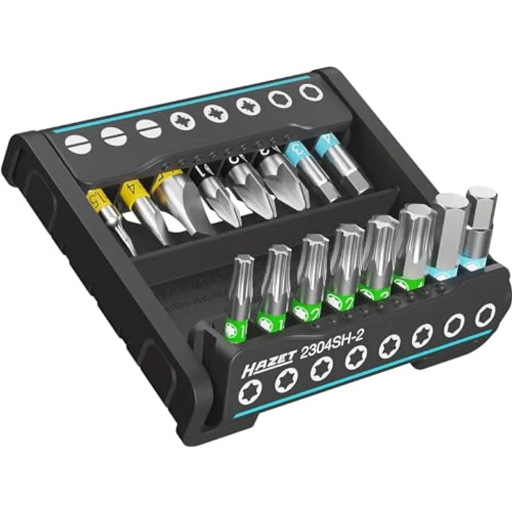 Hazet SmartHolder 2304SH-2, Werkzeugset mit 16 Bits, 1/4 Zoll Sechskant, Schlitz, Pozidriv PZ, Innen TORX® Profil, Made in Germany – Bild 2