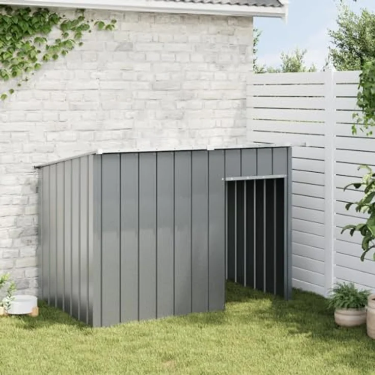 vidaXL Hundehütte mit Dach Anthrazit 153x91x110 cm Verzinkter Stahl – Bild 3