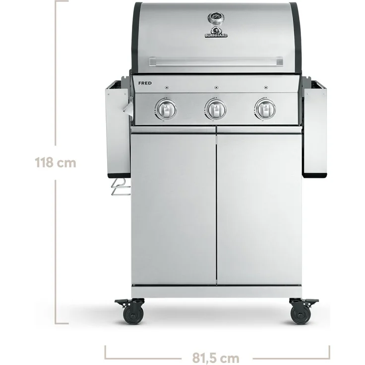 BURNHARD Gasgrill Fred, 3-Brenner Gasgrill, 2023er Version, Gasgrill 3 Brenner - Grill mit Grillwagen – Bild 3