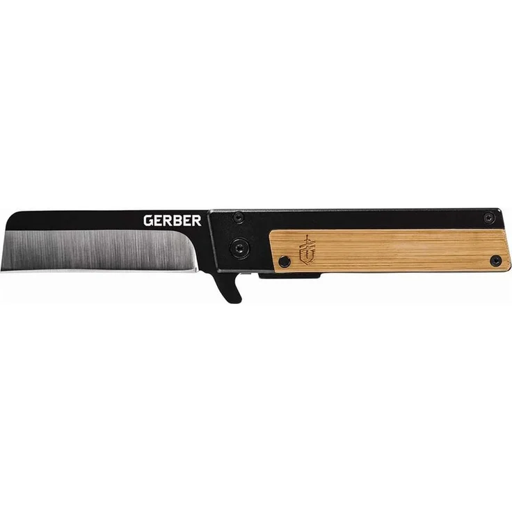 Gerber Cuttermesser Quadrant, Klappmesser mit 6,86 cm Sheepfoot-Klinge und Bambus-Griff, ideal für Alltag und Outdoor-Aktivitäten