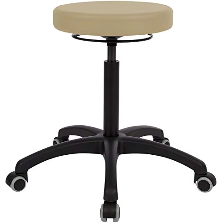 Drehhocker Standard mit Komfort-Polster und Rollen, Rollhocker Arbeitshocker, Beige