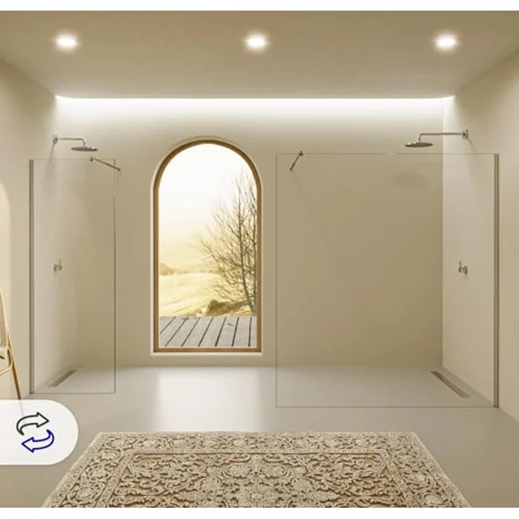 i-flair Duschabtrennung Walk In FIONA 140x200 cm, 10mm ESG Sicherheitsglas, Klarglas, Edelstahl Wandprofil, verstellbar, barrierefrei – Bild 3
