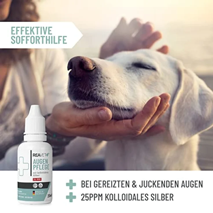 ReaVET Spezial Augentropfen für Hunde und Katzen 20 ml, bei gereizten Augen und Tränenflecken, Augen Pflege mit kolloidalem Silber – Bild 5