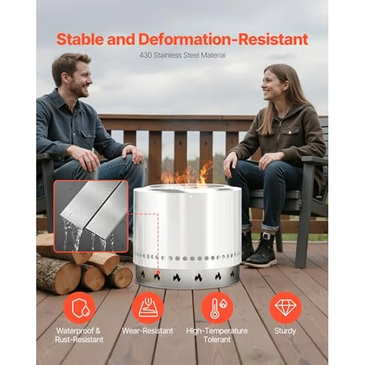 VEVOR Standfuß für Feuerschale φ587 x 99 mm, Edelstahl Kaminofen-Ranger Stützrahmen, tragbar und rostbeständig, ideal für Outdoor Camping – Bild 3