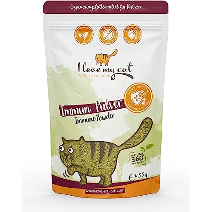 I Love My Cat Nahrungsergänzungsmittel für Katzen mit Sorgfältig Abgestimmte Zusammensetzung Von Tierärzten Entwickelte Rezeptur Ohne Künstliche Zusatzstoffe Immun Pulver 35g – Bild 1