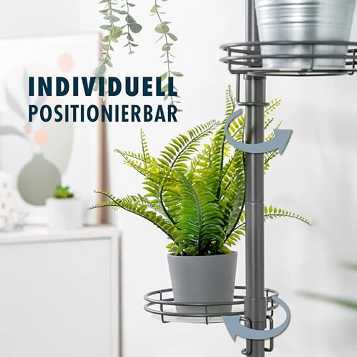 bremermann Zusatz-Pflanzenteller für Teleskop-Blumenregal 61079, grau, 19 cm Durchmesser, max. 2 kg Belastung, inklusive Kunststoffeinlage – Bild 5