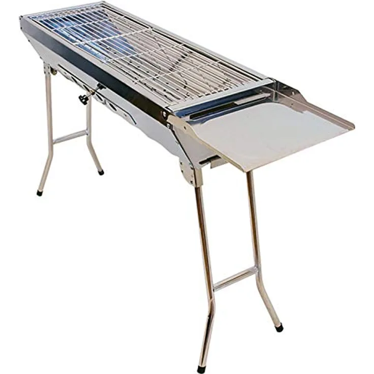 OLYMP Schaschlikgrill, Extra Langer Mangal mit 90cm Edelstahl Grill Garten Standgrill, Holzkohlegrill BBQ, rostfrei