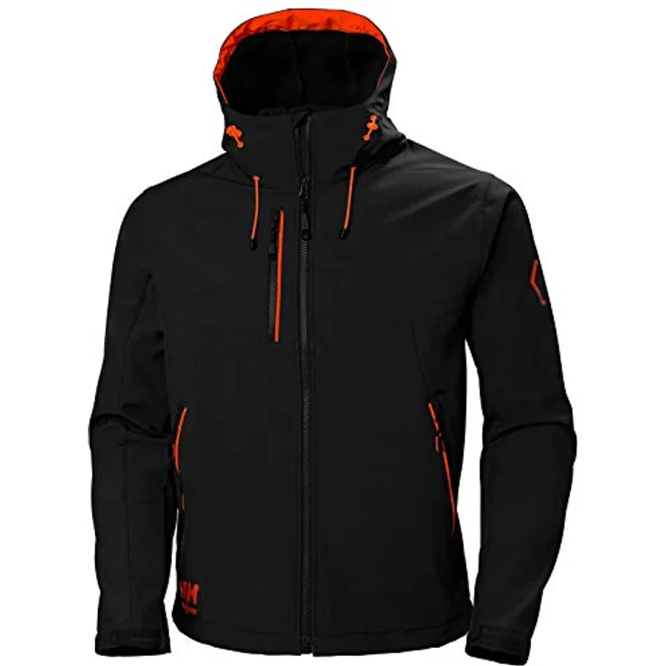 Helly Hansen Chelsea Evolution, Arbeitsjacke aus Softshell mit Wasserabweisung und YKK® Reißverschluss, schwarz, 3XL – Bild 1