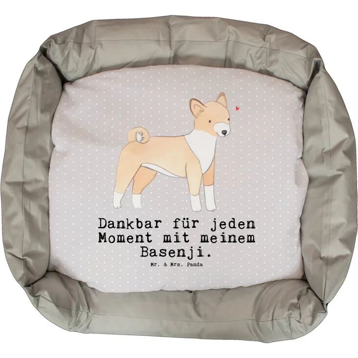 Mr. & Mrs. Panda Tierbett Basenji Moment - Grau Pastell - Hundedecke, Einzigartiges Design, Rassehund