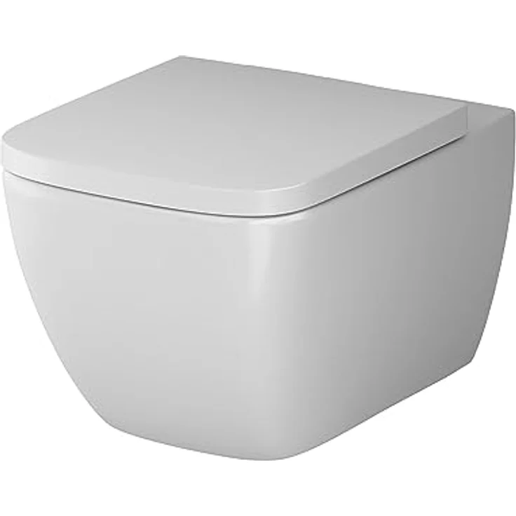 Spülrandloses WC quadratisch mit Softclose Toilettensitz, Toilette für Gäste-WC, Hänge-WC CGA1700SC Gem FlashClean aus Keramik, Wand-WC, 345mm kurz, Weiß – Bild 1