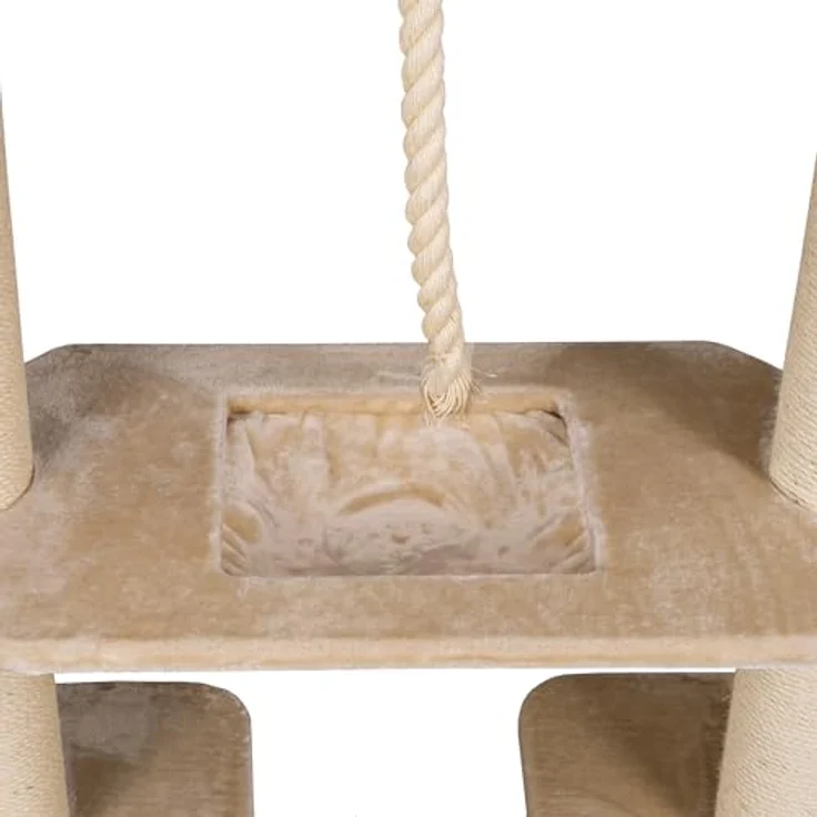 Happypet Kratzbaum Verbindungs-Set mit Liegemulde und Spielseil, bestehend aus zwei Platten aus Multiplex-Hartholz, beidseitig mit Plüsch bezogen, ideal zur Erweiterung von Kratzbäumen – Bild 3