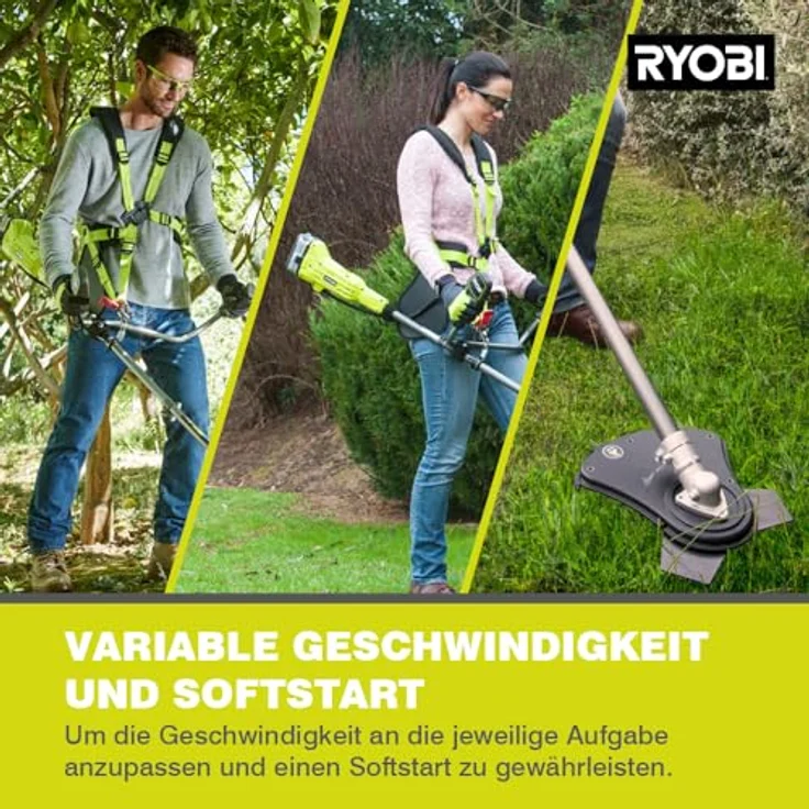 Ryobi Sense 18V, Schnittbreite 30 cm, mit Bikehandle-Griff, mit Tragegurt, ohne Akku und Ladegerät ? OBC1820B, Grün – Bild 3