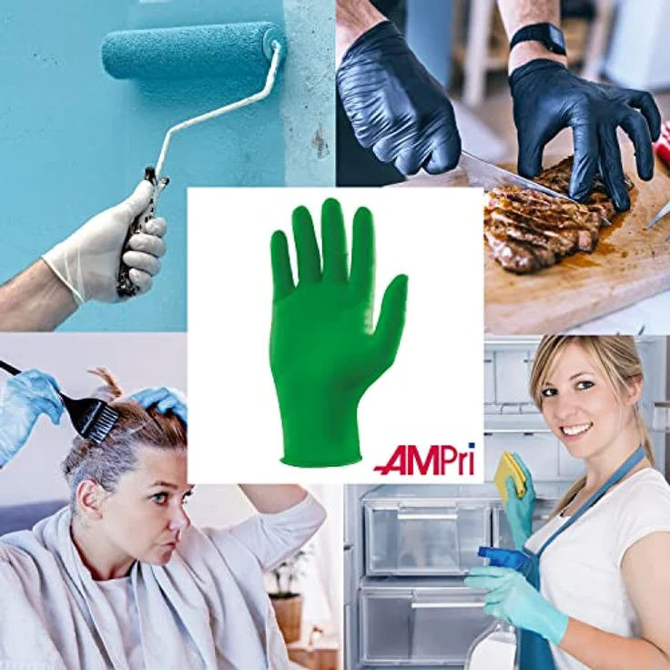 AMPri Biologisch abbaubare Nitrilhandschuhe, grün, 100 Stück/Box, Größe M, puderfrei, Nature Gloves by Med-Comfort: Nitril Einmalhandschuhe in den Größen XS, S, M, L, XL erhältlich – Bild 5