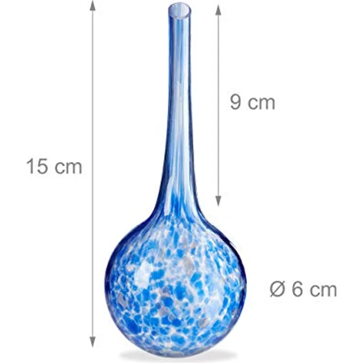 Bewässerungskugel 2er Set, dosierte Bewässerung Pflanzen u. Blumen, Gießhilfe Büro, Urlaub, Ø 6 cm, Glas, blau – Bild 5