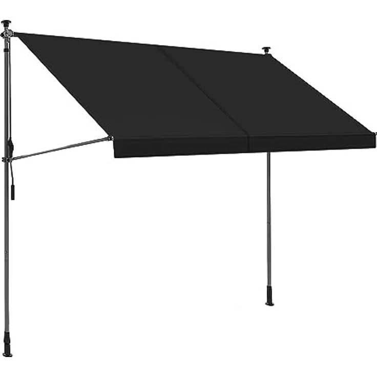 osoltus Klemmmarkise, Balkonmarkise, höhenverstellbar, mit Handkurbel, Sonnenschutz, für Balkon, Terrasse, Garten (300cm, Anthrazit) – Bild 1