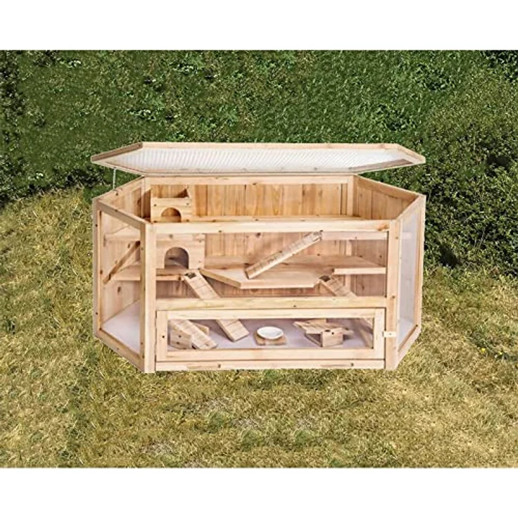 HTI-Line Hamsterkäfig Gino Hamsterkäfig Kleintiervilla Kleintierstall Holzkäfig Nagerstall Mäusekäfig Kleintierstall Holz – Bild 3