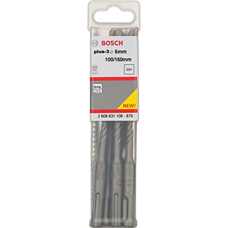 Bosch Accessories 2608831108 Hammerbohrer, 10er Set, SDS plus-3, für langlebiges Bohren in Beton, hochlegierter Stahl mit Dura-Design – Bild 2