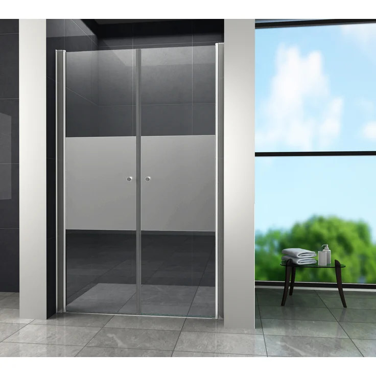 Glasdeals Nischentür SALOTTO-COVER, rahmenlos aus 6 mm ESG mit Easy-Clean, verchromtem Messinggriff, einstellbar von 90-94 cm