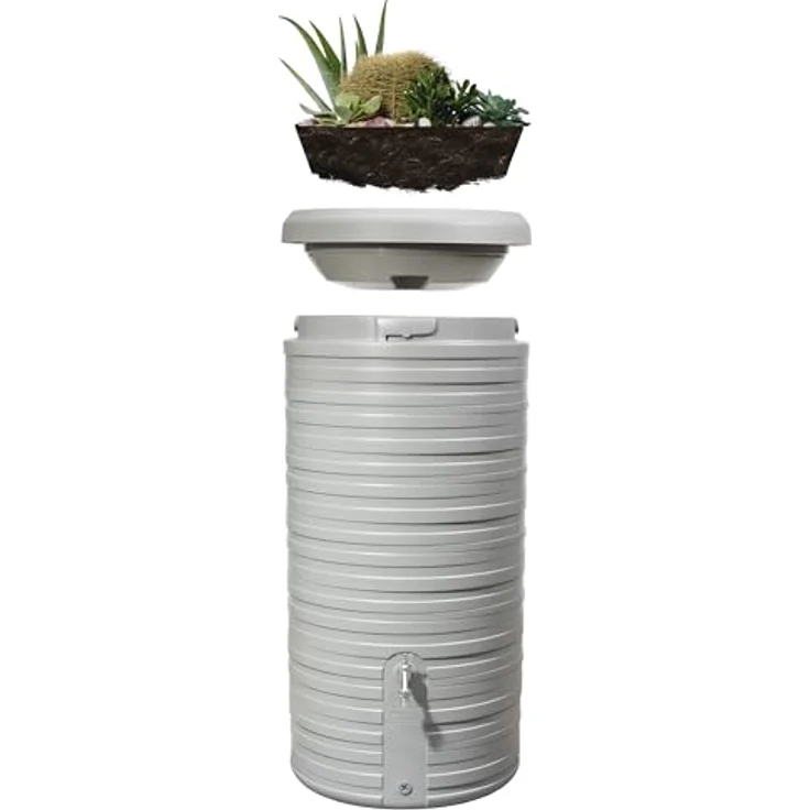 Garantia Nordic 2in1 Regenspeicher Komplett-Set 300 Liter steingrau mit Chrom-Auslaufhahn und Fallrohranschluss – Bild 3