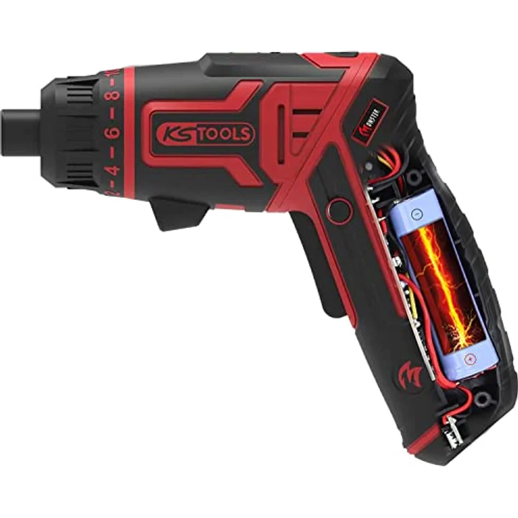 KS Tools eMONSTER 1/4“ Akku-Bit-Schrauber-Satz, 27-tlg., 3,6V mit ergonomischem Griff, USB-C aufladbar, Drehmomentvorwahl, LED-Arbeitslicht, in Kunststoffbox – Bild 19