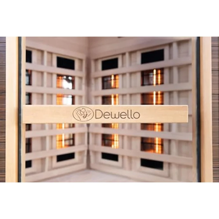 Dewello Infrarotkabine MONTREAL 140 Wärmekabine für 1 Personen, 6 Vollspektrumstrahler, BxTxH: 140 x 140 x 190 cm (Sternenhimmel, Farblichttherapie, Ionisator, Ozondesinfektion, Aromatherapie, Multimedia, USB-Anschluss) - Ebenholz-Look – Bild 5