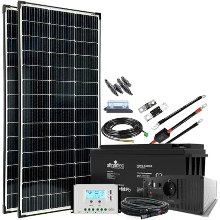 Offgridtec Autark XL-Master 300W Solaranlage - 1500W AC Leistung 154Ah AGM Akku in Schwarz