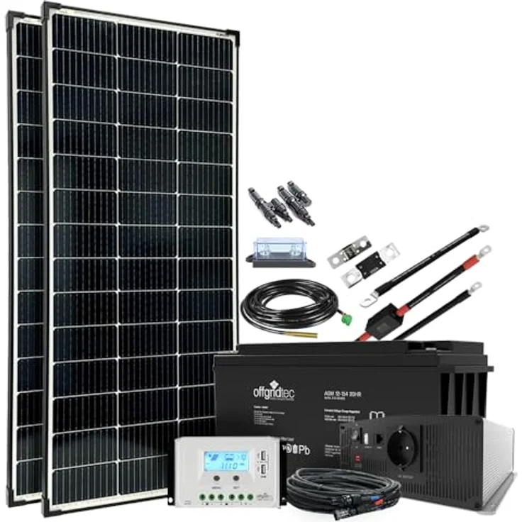 Offgridtec Autark XL-Master 300W Solaranlage - 1500W AC Leistung 154Ah AGM Akku in Schwarz – Bild 1