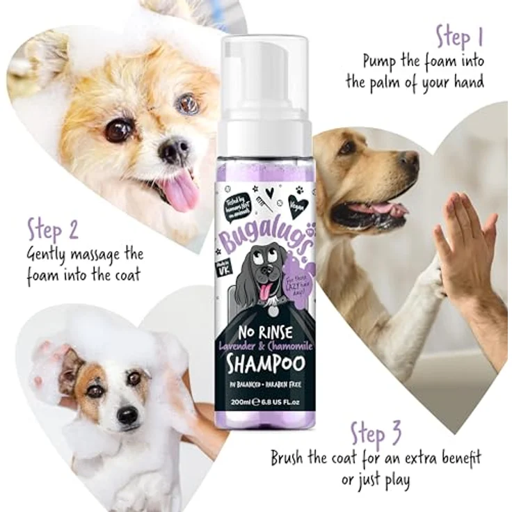 Bugalugs No-Rinse Hundeshampoo, Trockenshampoo für Hunde, 200ml, sanfte Fellpflege ohne Wasser, made in UK – Bild 5